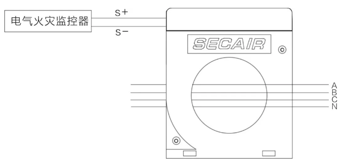 J-SCM41(160)剩余電流式<a href=http://m.sshbkjyxgs.com.cn/dianqihuozai/ target=_blank class=infotextkey>電氣火災監控</a>探測器接線圖
